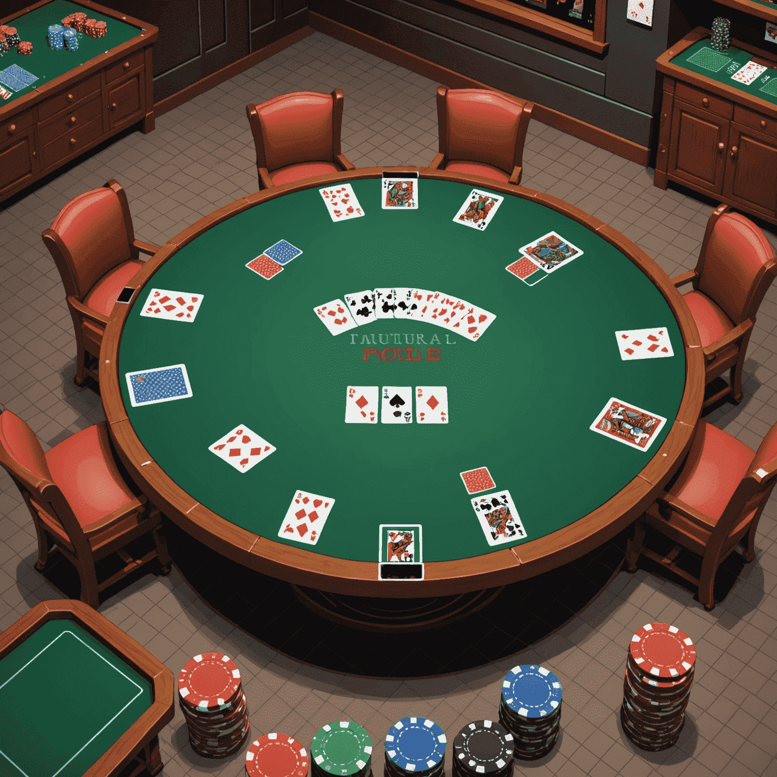 Pixel art poker table with cards and chips