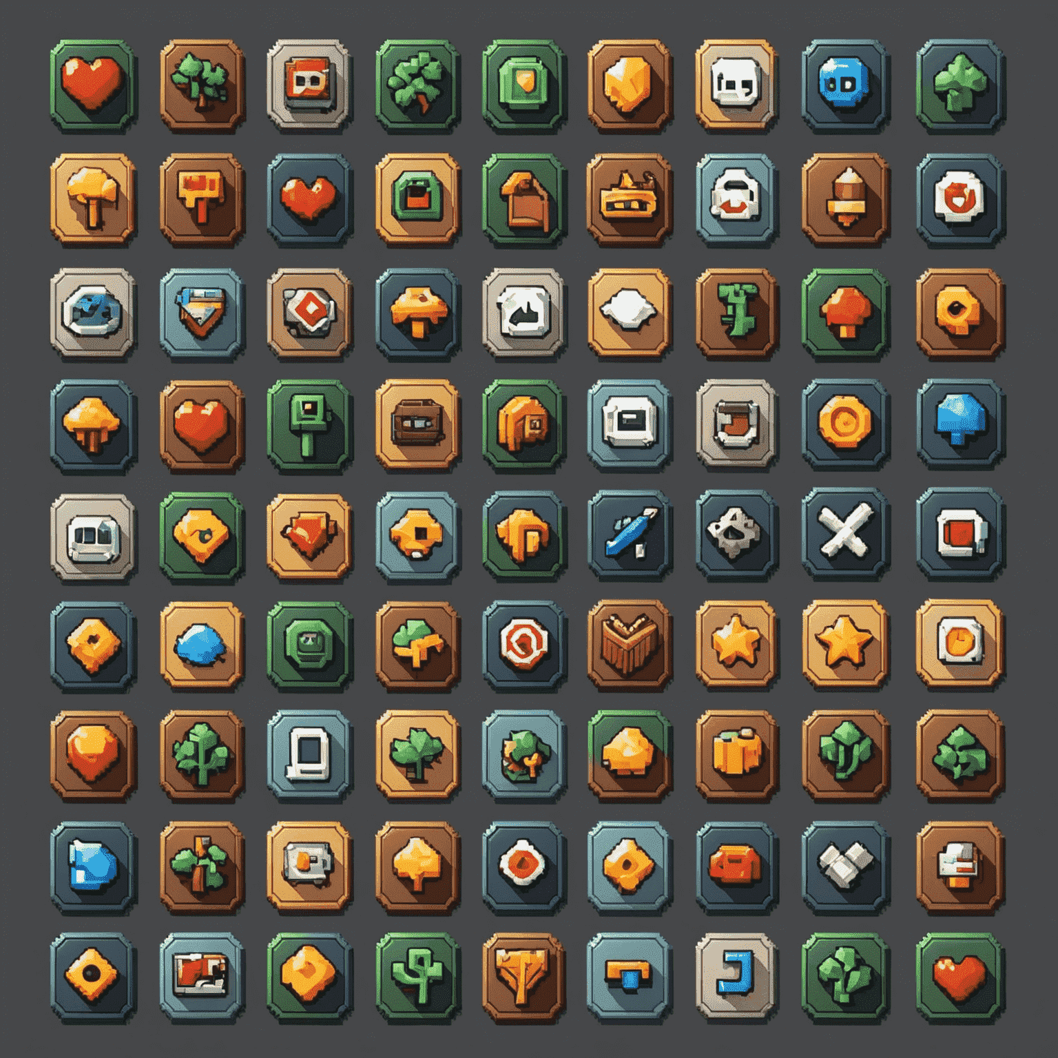 Pixel art collage of 10 different social slot game icons arranged in a grid