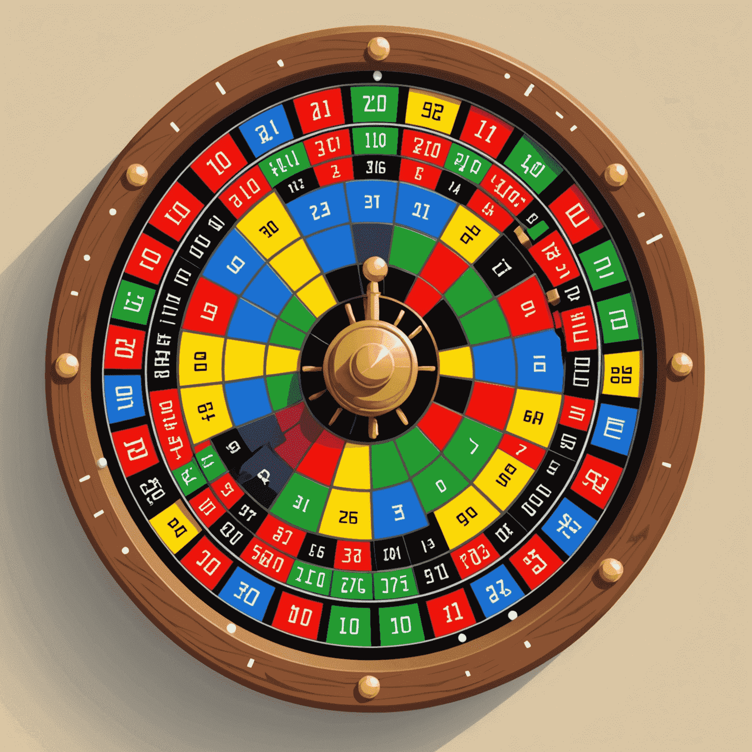 Pixel art roulette wheel spinning with bouncing ball