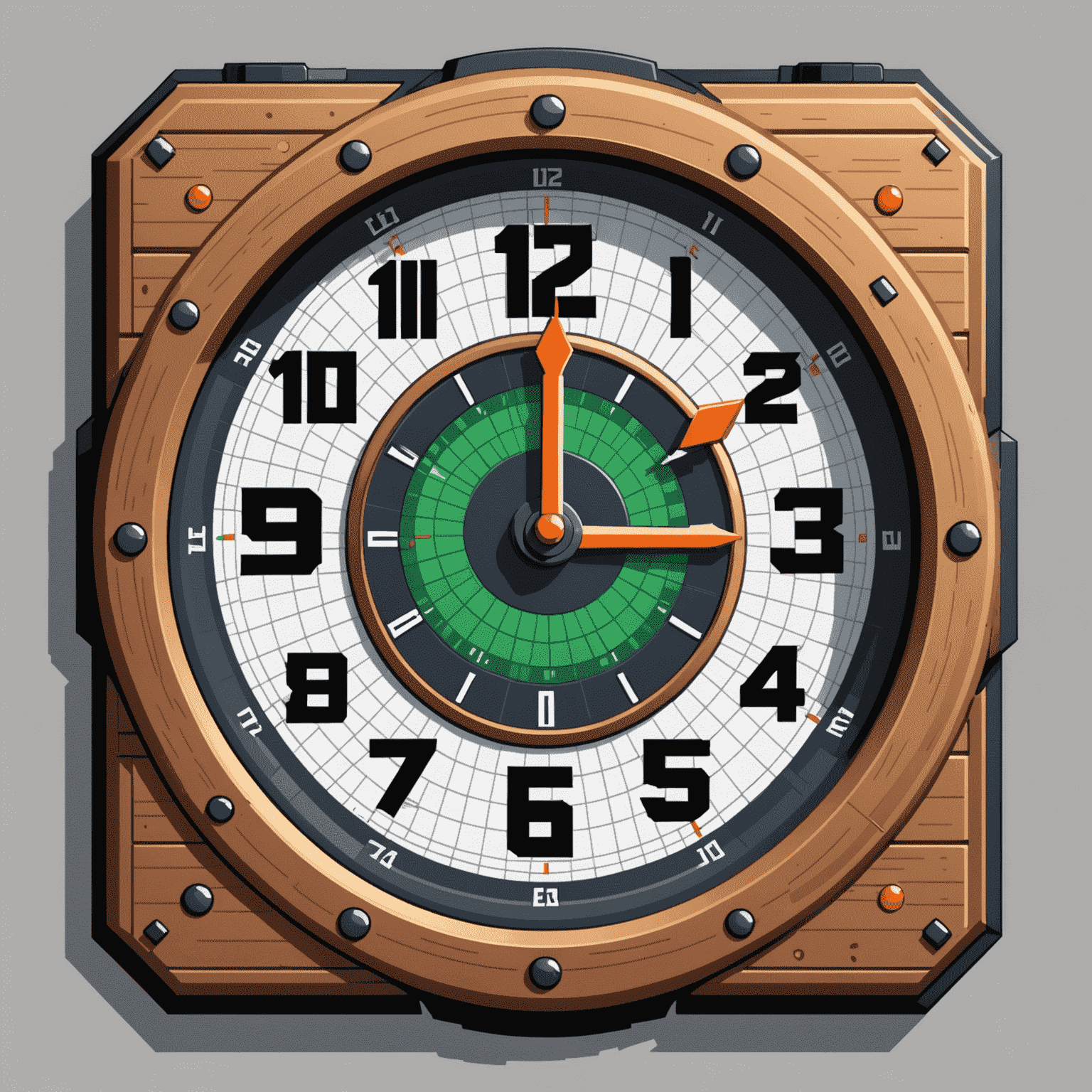 Pixel art illustration of a clock and calendar, representing time management in gaming