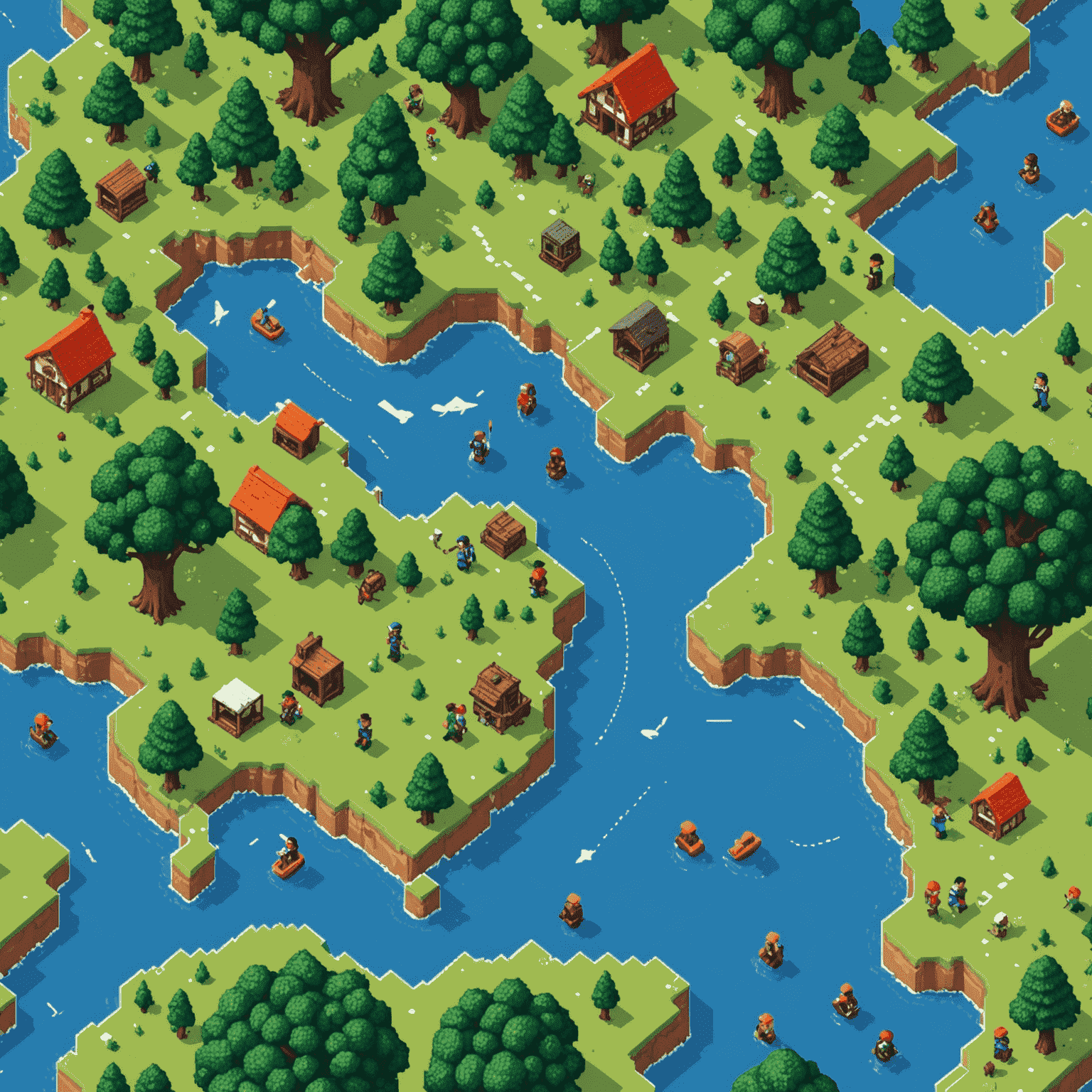Pixel art illustration of a global map with connected players represented by small pixel avatars